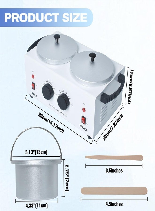 MCCKLE Double Wax Warmer Professional，Wax pot for Hair Removal with Adjustable Temperature Set, Portable Professional Wax Heater for spa and Salon,Body with 200pcs Wax Sticks - Image 3